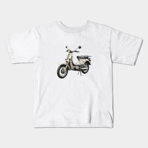 Vintage Moped Vibes Kids T-Shirt by CoffeeBrainNW